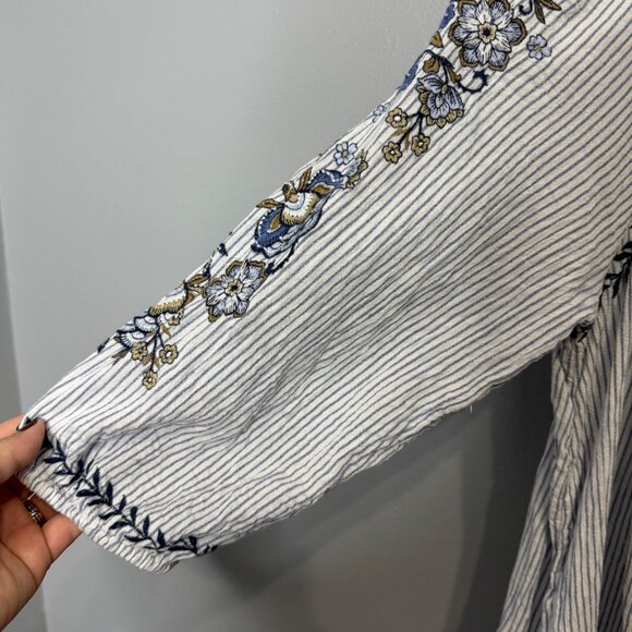 J. JILL ocean breeze striped embroidered dress size MP - Picture 3 of 9